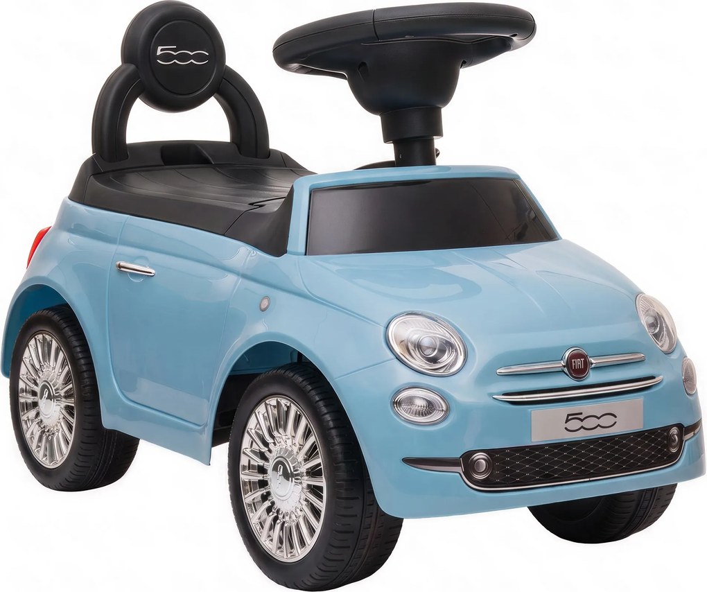 AIYAPLAY Carro de Passeio para Crianças 12-36 Meses Licença Fiat com Música, Buzina e Compartimento Sob o Assento em PP, Azul | Aosom Portugal