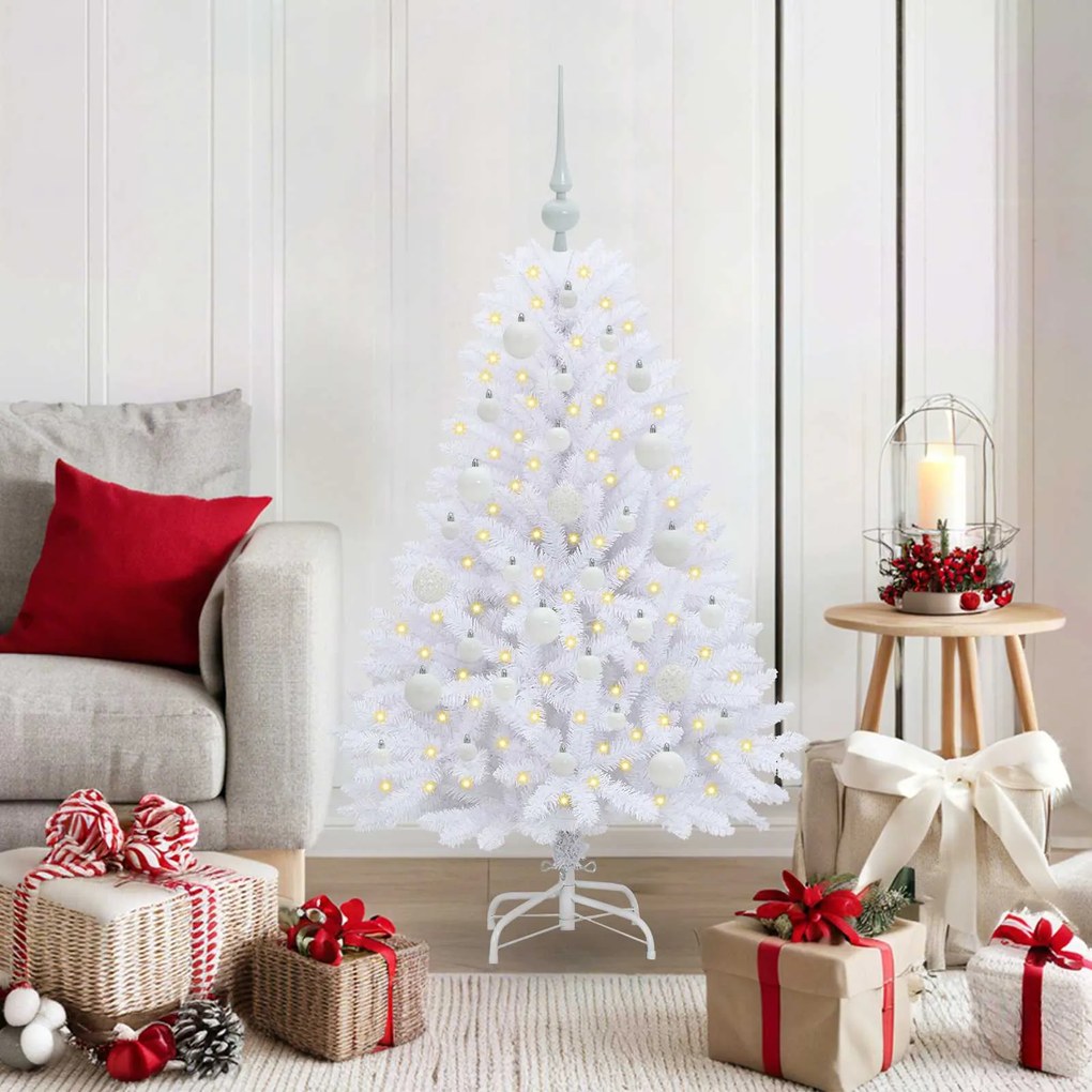 vidaXL Árvore de Natal Articulada Artificial Branco 120 cm PVC e Aço
