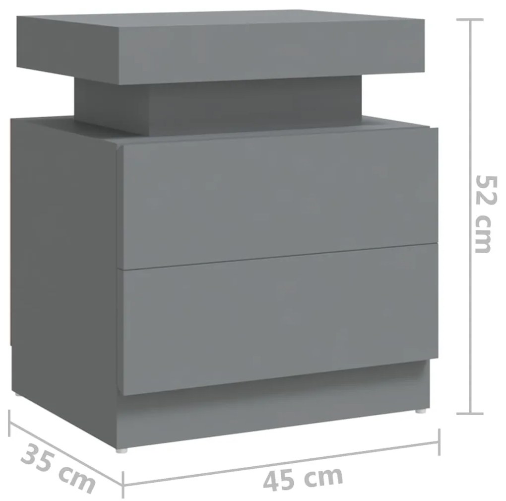 Mesa de cabeceira 45x35x52 cm aglomerado cinzento