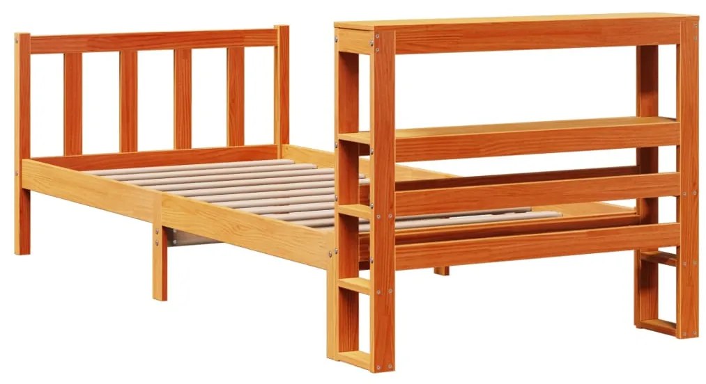 Estrutura cama c/ cabeceira 90x190 cm pinho maciço castanho-mel