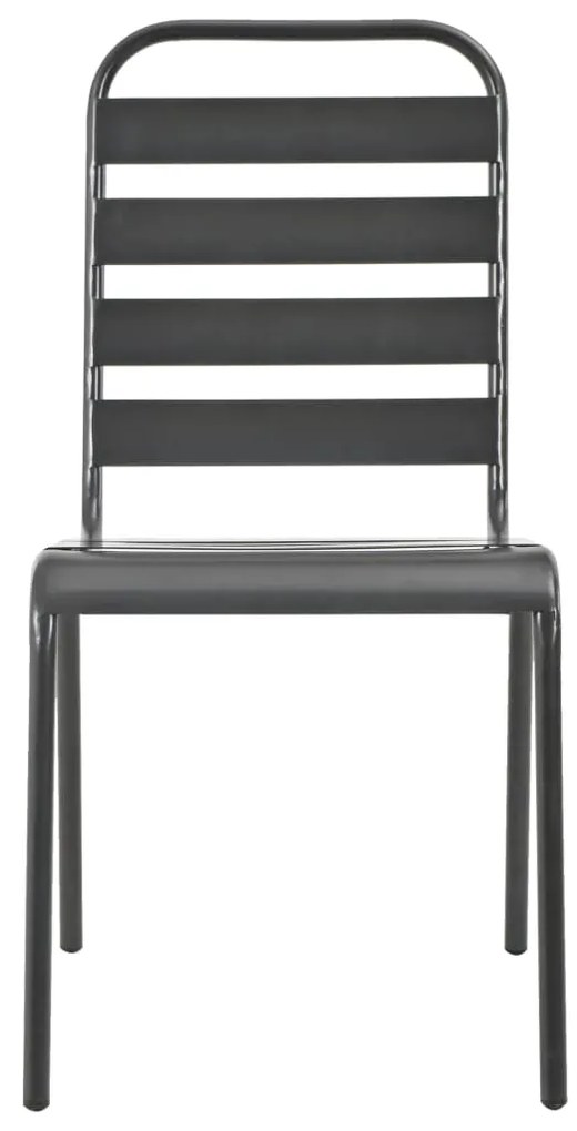 Cadeiras de jardim design ripado 4 pcs aço cinzento-escuro