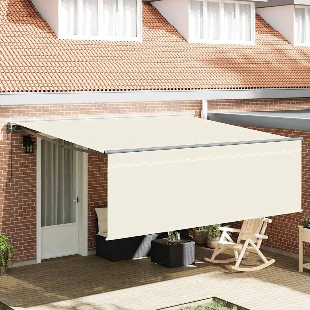 vidaXL Toldo Retrátil Creme 400 × 300 cm Poliéster e Alumínio
