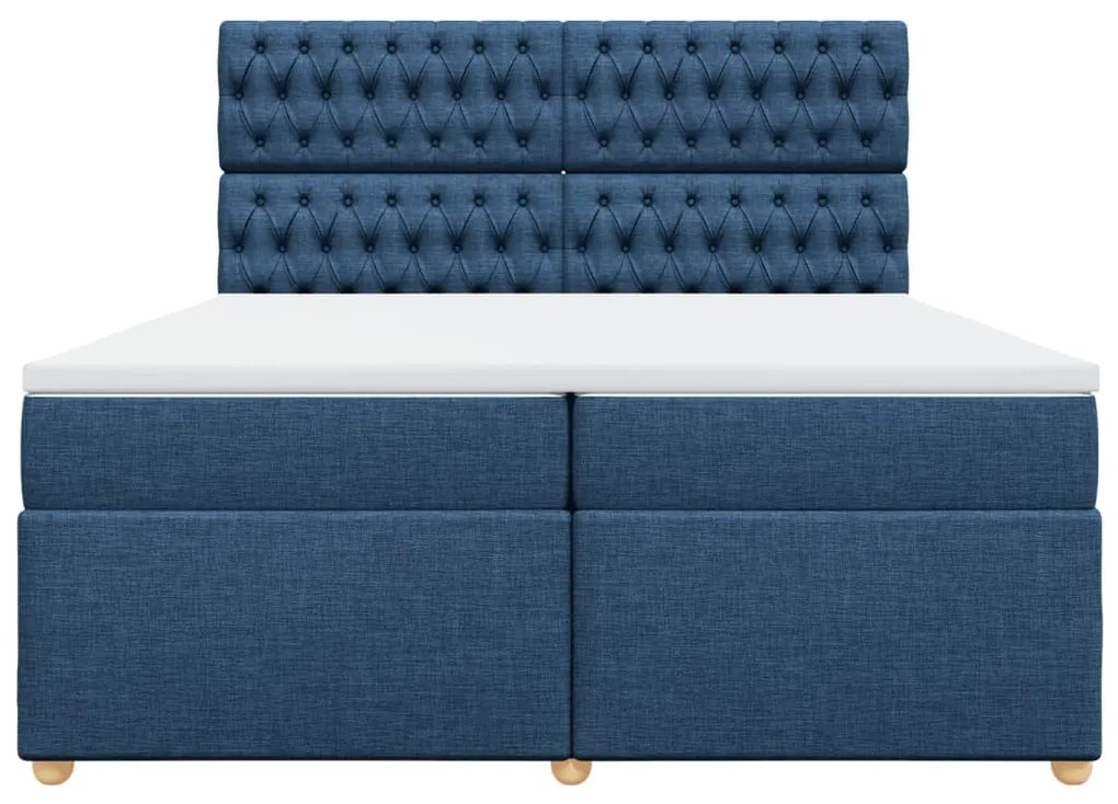 Cama com molas/colchão 200x200 cm tecido azul