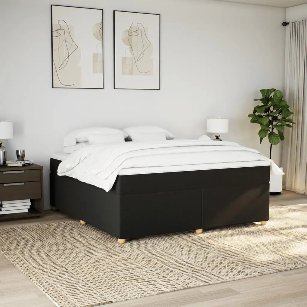 Cama com molas/colchão 180x200 cm tecido preto