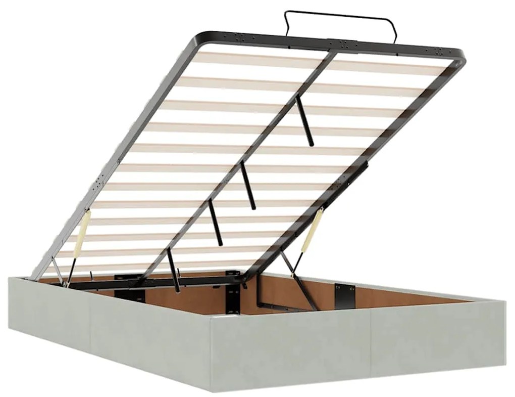 Cama otomana com colchão cinza claro 120x190 cm Veludo