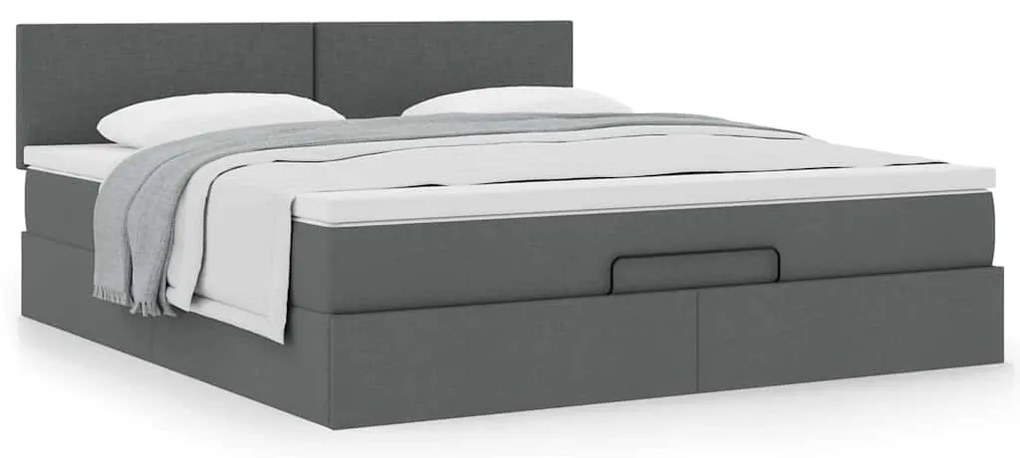 Estrutura de cama otomana com colchão 180x200cm cinzento escuro