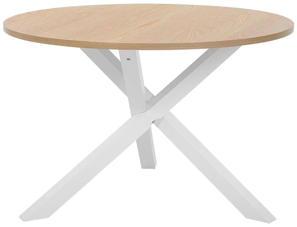 Mesa de jantar cor de madeira clara e pés brancos ⌀ 120 cm JACKSONVILLE Beliani