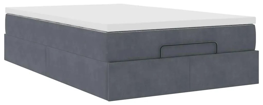 Estrutura de cama otomana com colchão cinza escuro veludo