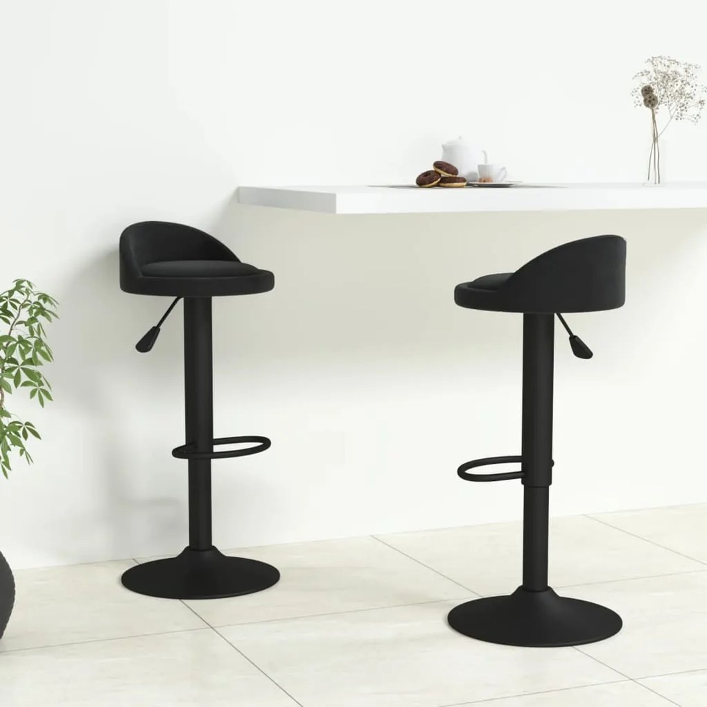 333598 vidaXL Bancos de bar 2 pcs veludo preto
