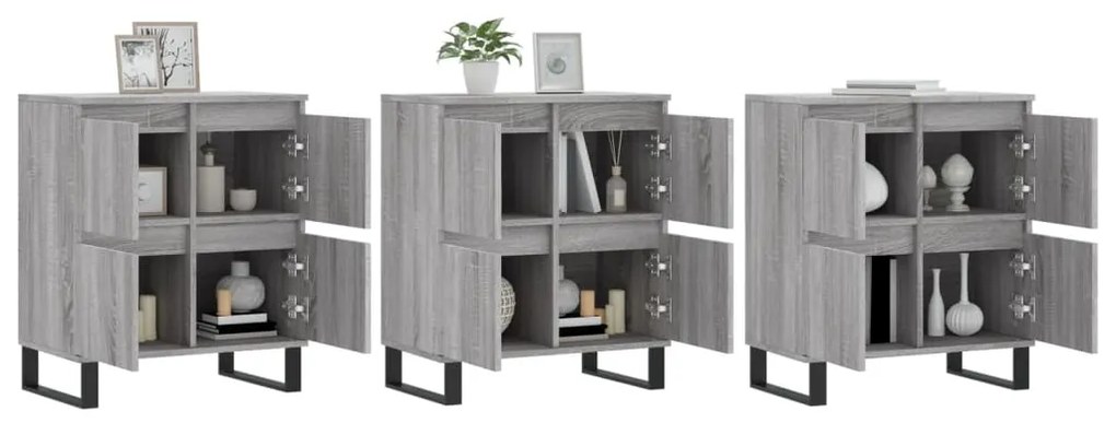 Aparadores 3 pcs madeira processada cinzento sonoma