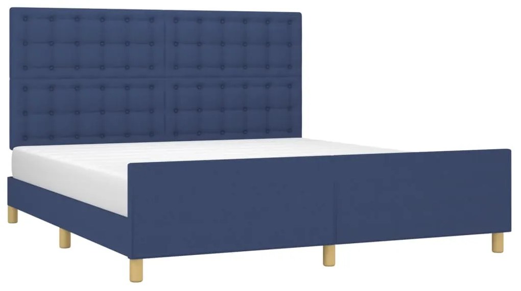 Estrutura de cama sem colchão 160x200 cm tecido azul