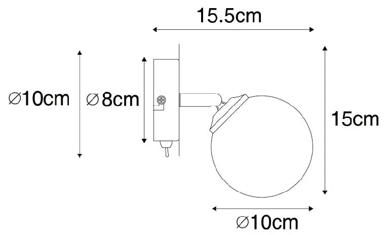 Projetores modernos pretos com vidro opalino e interruptor - Atenas