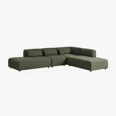 Sofá Modular De Canto Em L De 4 Peças Com Duplo Divã Fogler Tecido Pele De Borrego Verde Sálvia - Sklum