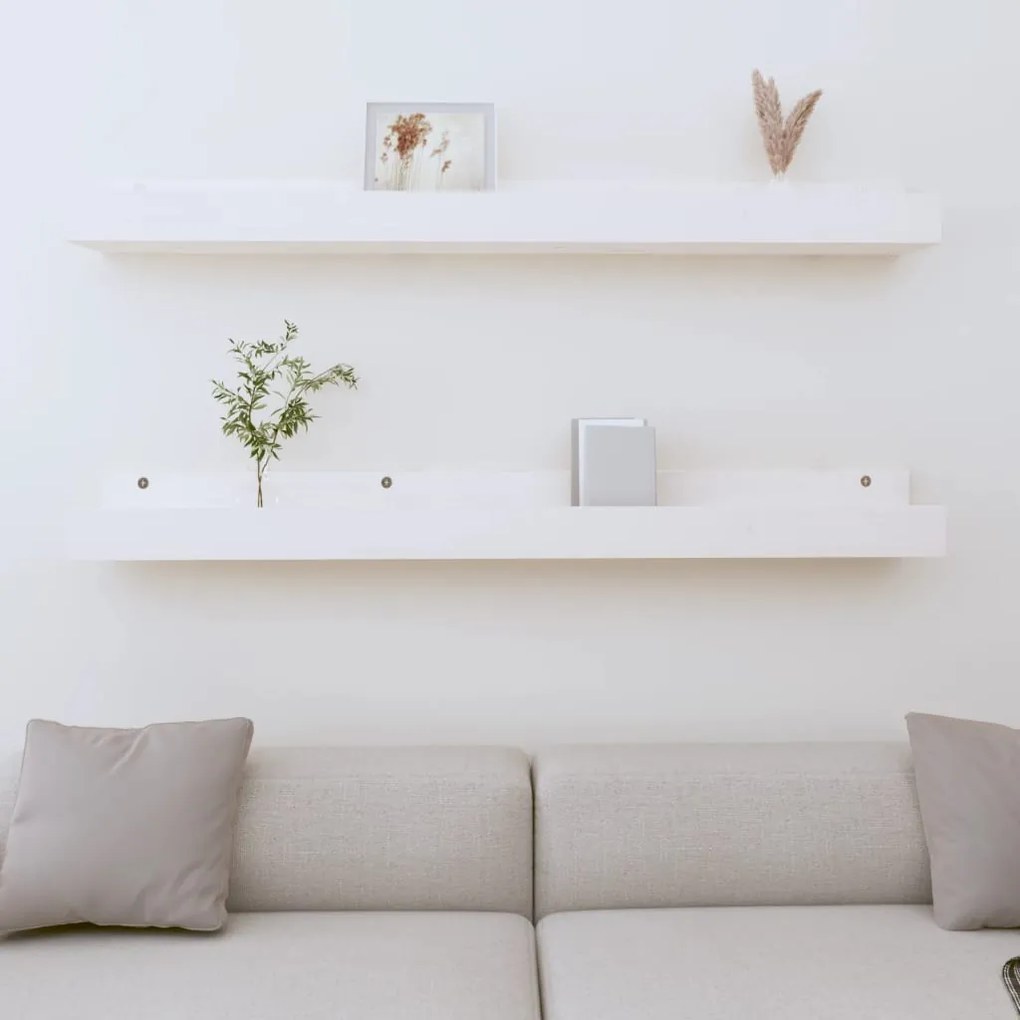 vidaXL Prateleiras de parede 2 pcs 110x12x9 cm pinho maciço branco