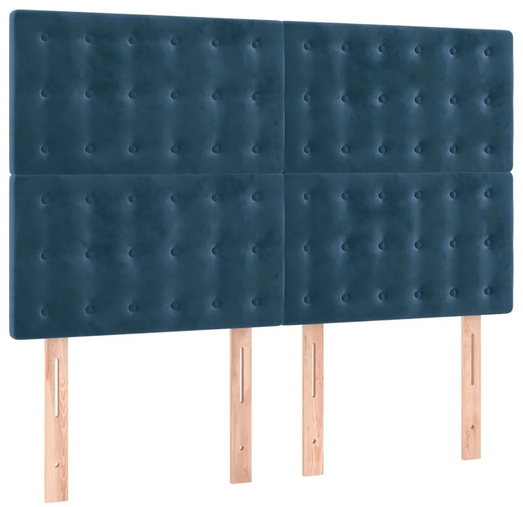 Cama com molas/colchão 140x190 cm veludo azul-escuro