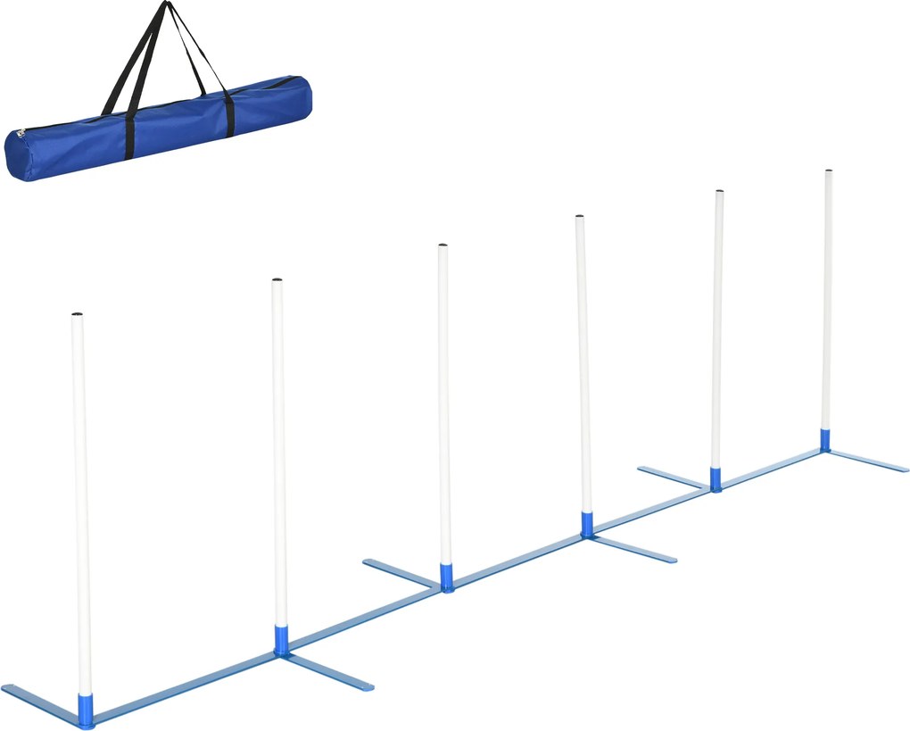 PawHut Conjunto de Agility para Cães 6 peças Equipamento de Agility dobrável Conjunto de barreiras encaixáveis com 6 varetas de slalom Bolsa de transporte Acessório de treino Coordenação Agilityset para jogos treino | Aosom Portugal