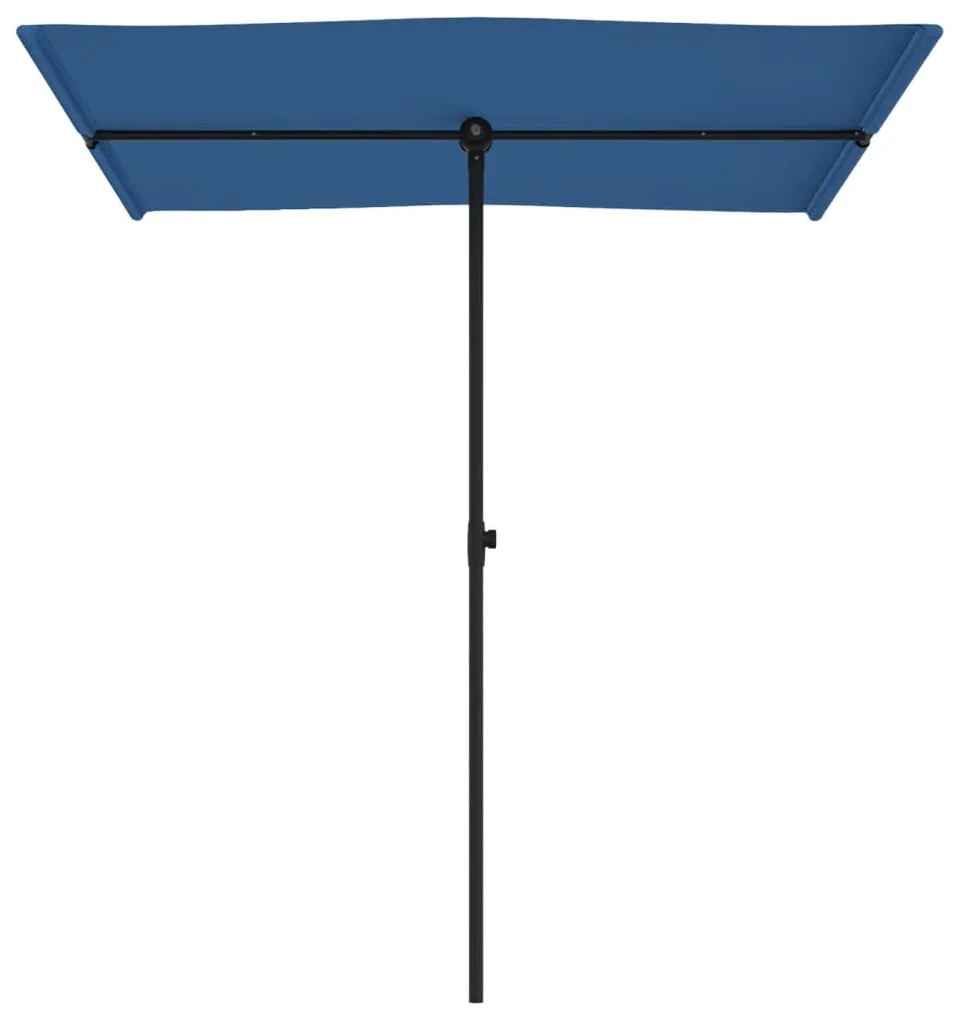 Guarda-sol de jardim com poste alumínio 180x110 cm azul-ciano
