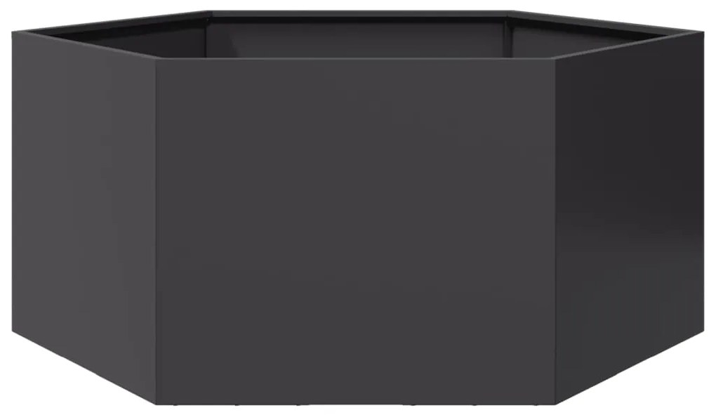 vidaXL Vaso/floreira de jardim hexagonal 104x90x45 cm aço preto