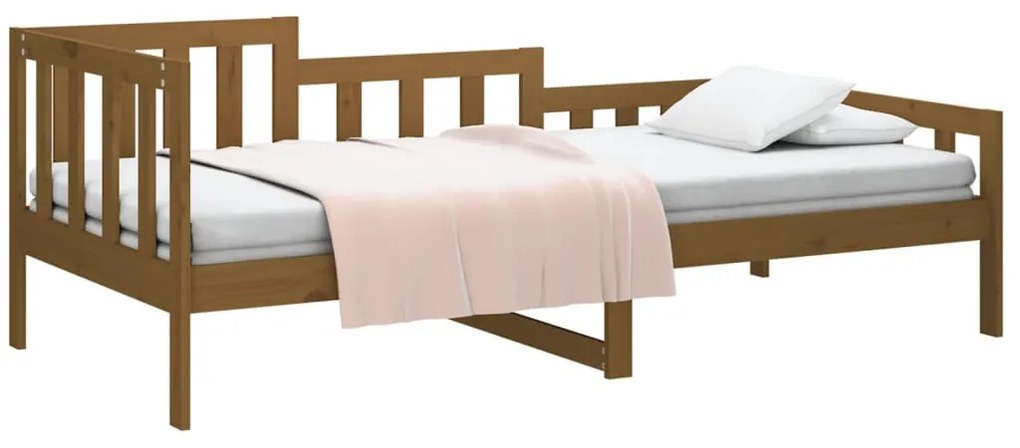 Sofá-cama 90x190 cm madeira de pinho maciça castanho mel