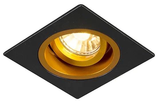 LED Foco embutido inteligente preto com dourado quadrado incluindo Wifi GU10 - Chuck Moderno