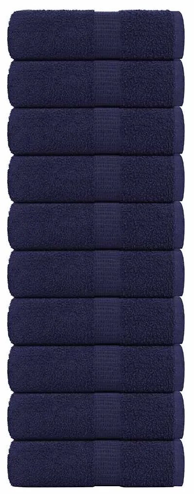 vidaXL Toalhas hóspedes 10pcs FROGN azul marinho 30x50cm 100% algodão
