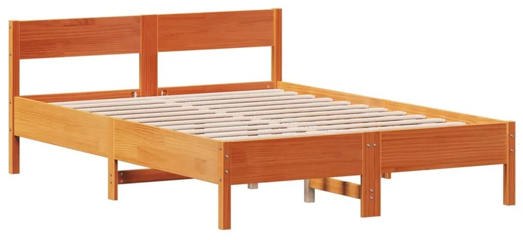 Cama sem colchão 140x190 cm pinho maciço castanho-mel