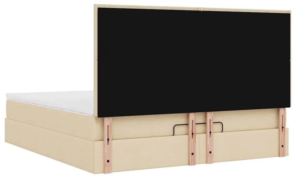 Estrutura de cama otomana com colchão tecido creme 160x200cm