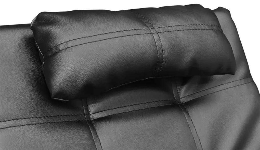Chaise longue com almofada couro artificial preto