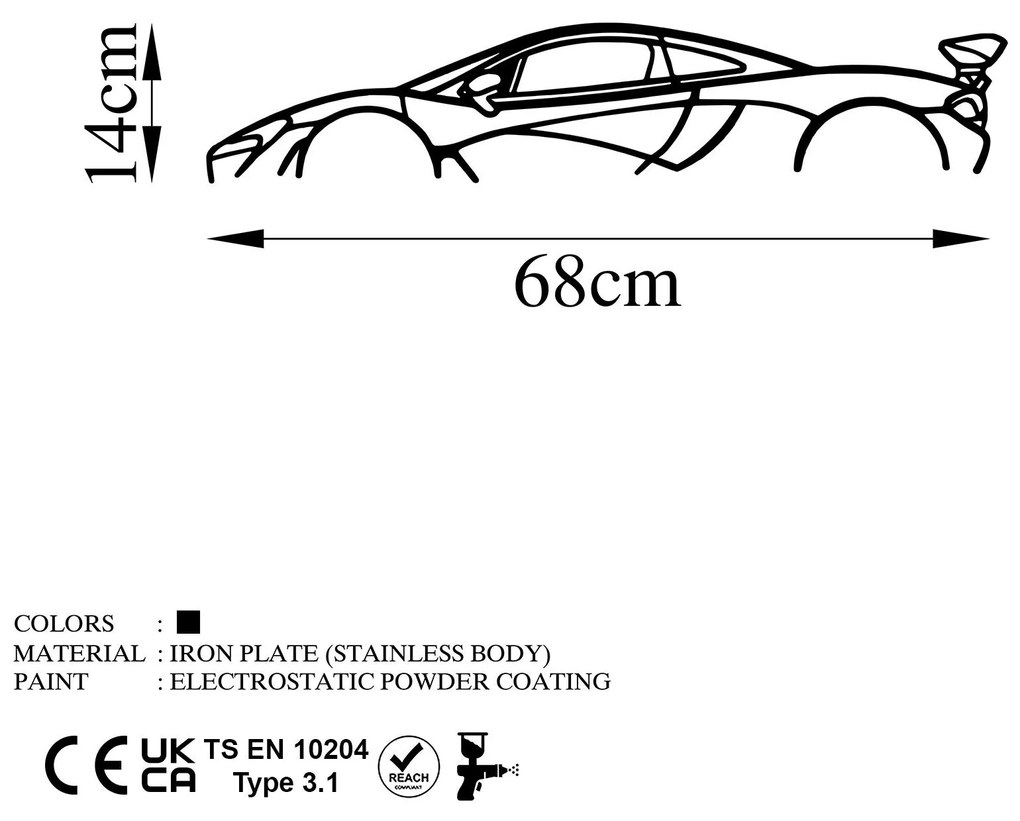 Acessório Decorativo de Parede Model-602 – Preto – 68 x 14 cm