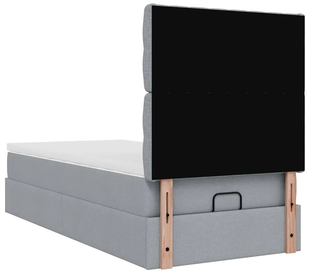 Cama otomana com colchão 100x200 cm tecido cinzento claro