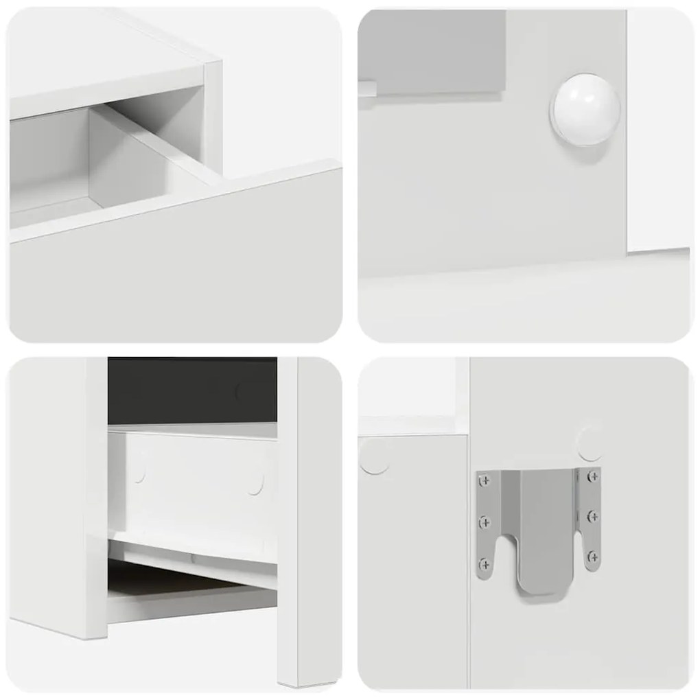 Mesa de Maquiagem Suspensa com Luzes LED - Branca