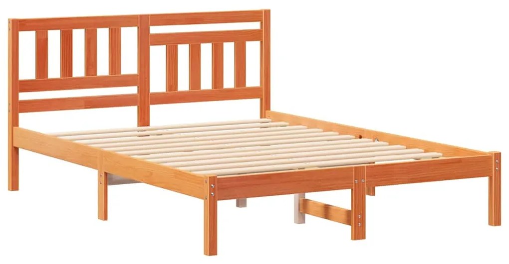 Estrutura da Cama com cabeceira Castanho-mel 140 x 190 cm