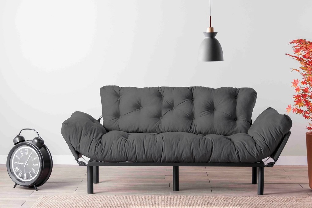 Sofá-Cama de 3 Lugares Nitta – Cinzento – 185x85x70 cm