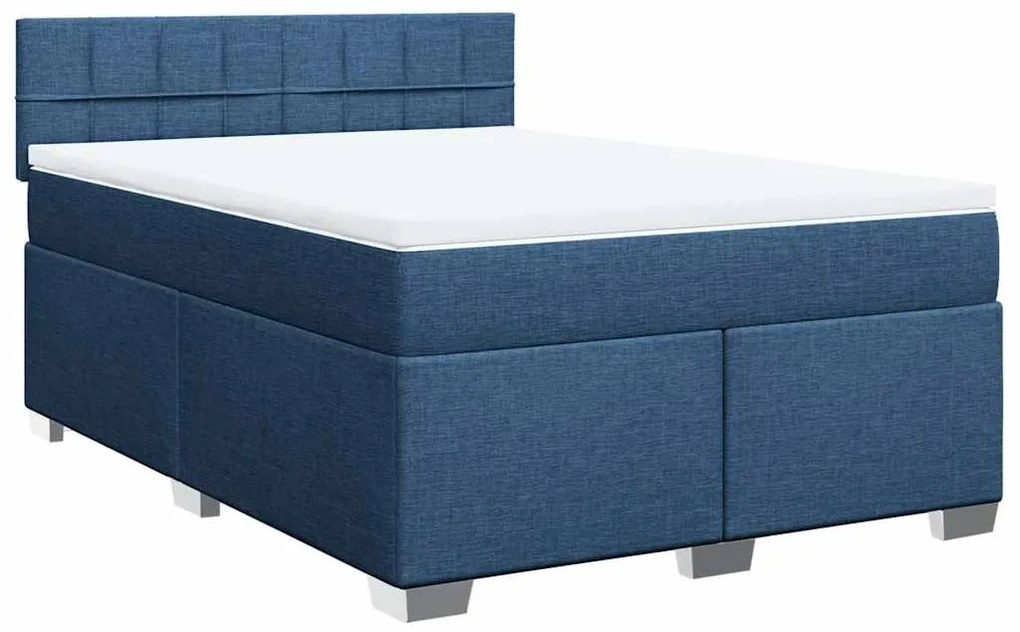 Cama com molas/colchão 140x190 cm tecido azul