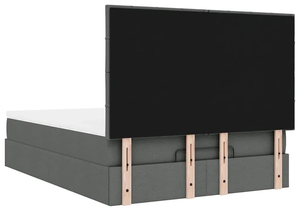 Estrutura de cama otomana com colchão 140x190cm cinzento escuro
