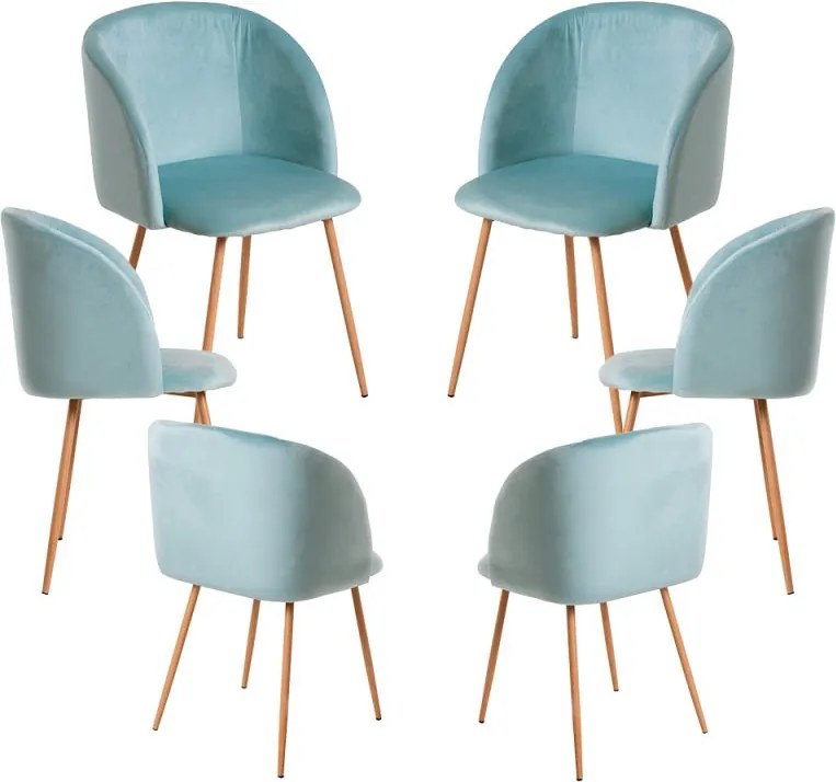 Pack 6 Cadeiras Velt Veludo - Azul claro