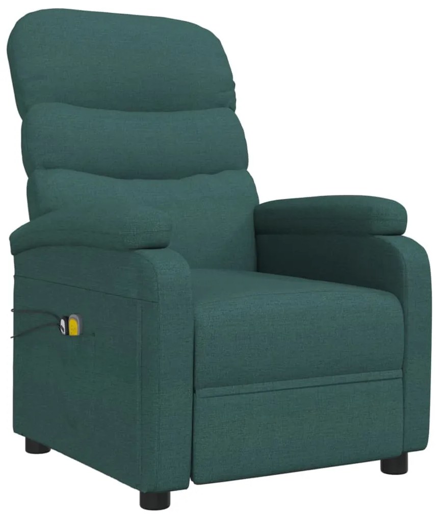 Poltrona de massagens elétrica tecido verde-escuro