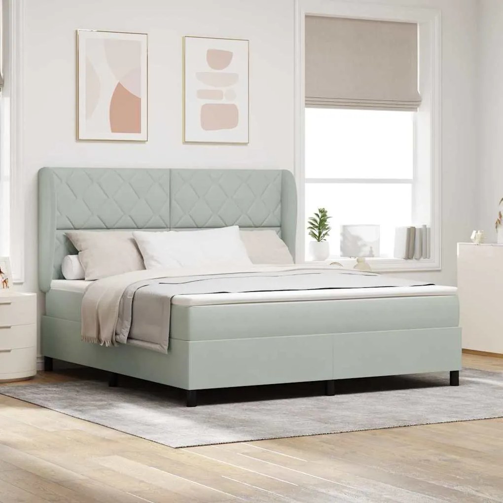 vidaXL Cama com Estrado e Colchão Cinza Claro 180x200 cm em Veludo