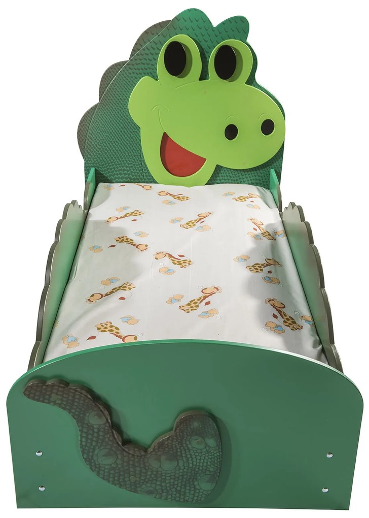 Cama para criança Animais Dinossauro Pequena 165 x 87 x 112 cm, Oferta colchão e Estrado, confortável, capacidade de 100 kg Verde
