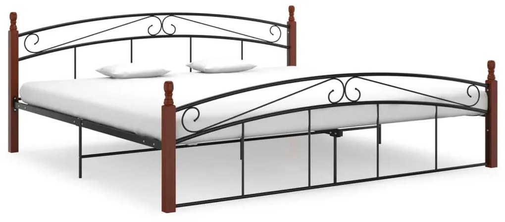 vidaXL Estrutura de cama 200x200cm metal/madeira carvalho maciça preto