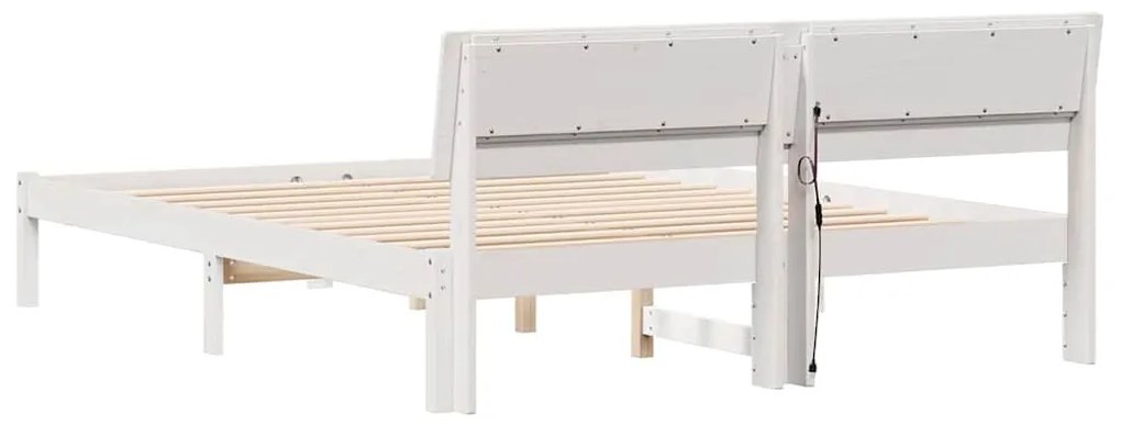 Estrutura da Cama com luzes de tira LED com cabeceira Branco 160 x 200