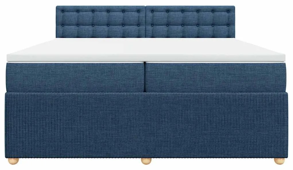 Cama com molas/colchão 200x200 cm tecido azul