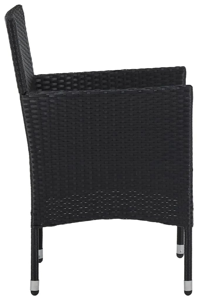 3 pcs conjunto de jantar para jardim preto