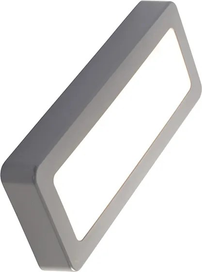 Candeeiro de parede exterior retangular moderno cinzento com LED - Prim