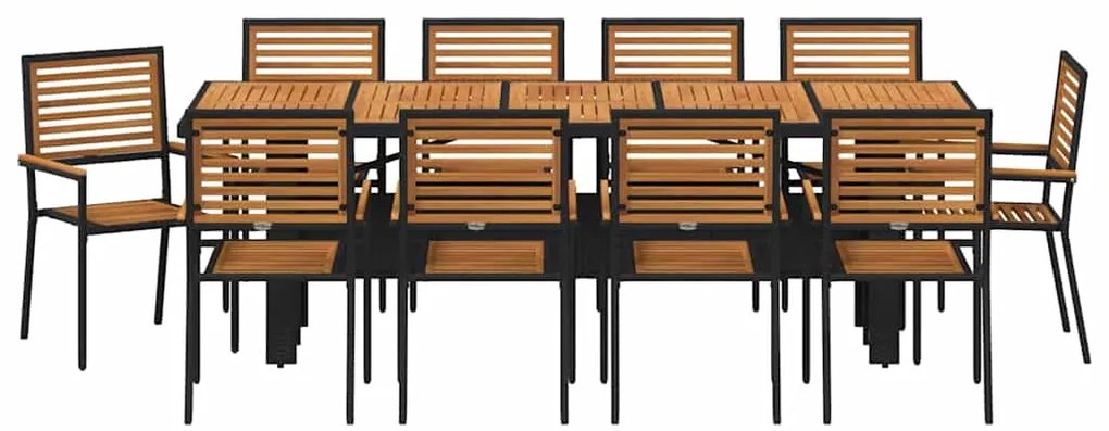 Conjunto de Jantar de Jardim vidaXL 11 Peças Preto Rattan Poliéster Ac