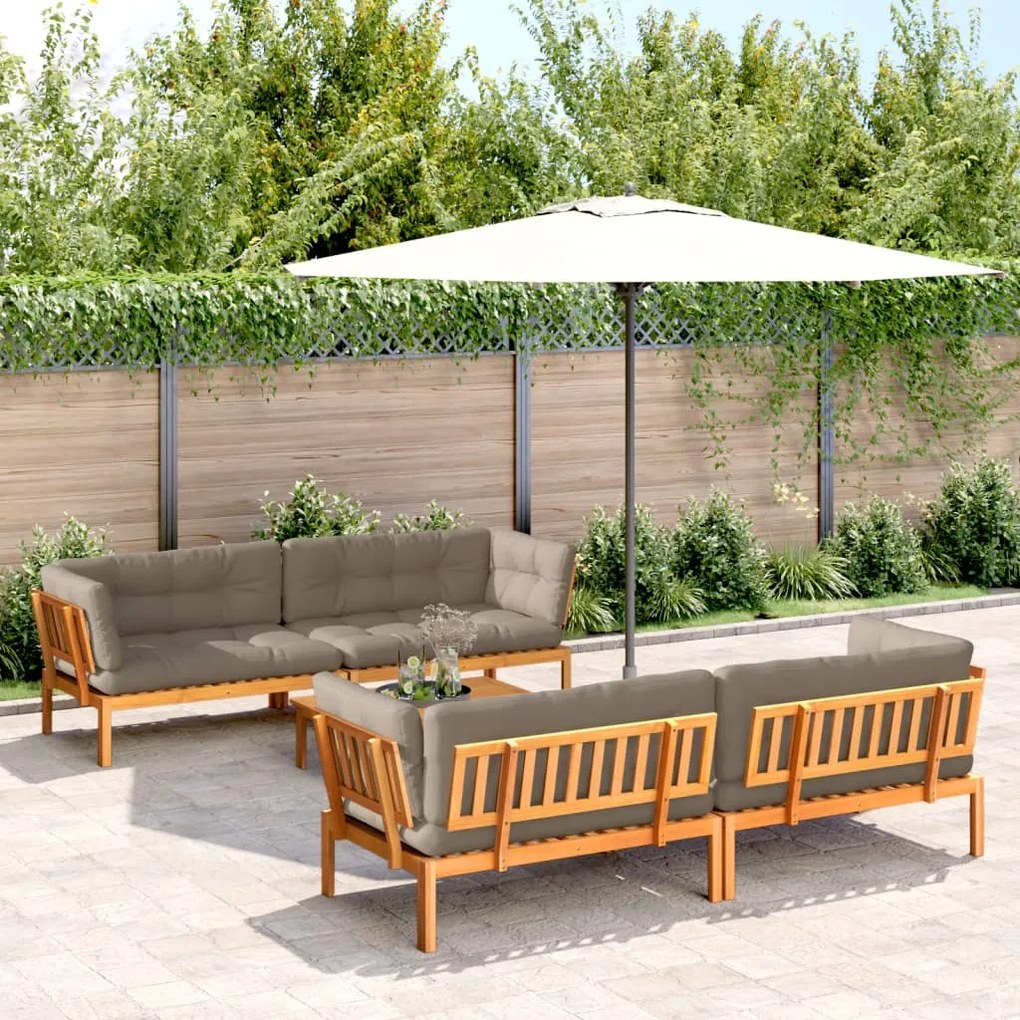 vidaXL 5 pcs móveis de paletes p/ jardim com almofadões acácia maciça