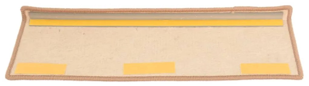 Tapetes de escada autoadesivos 15 pcs 65x21x4 cm castanho-claro