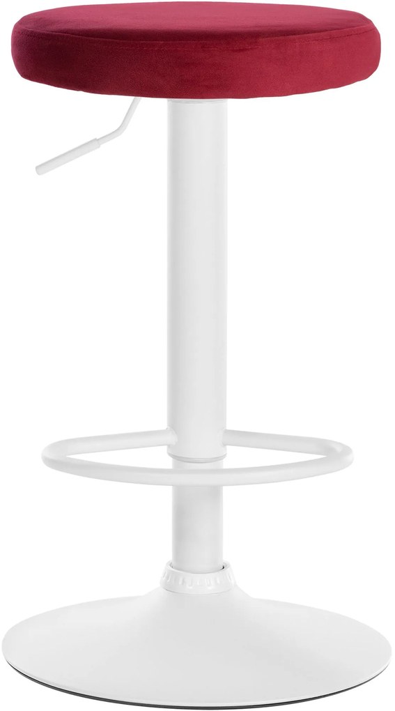 Banco de bar Ponte em veludo e com estrutura branca 38,5 x 60-81 x 38,5 cm Vermelho