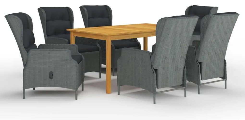 vidaXL 7 pcs conjunto de jantar para jardim cinzento-claro