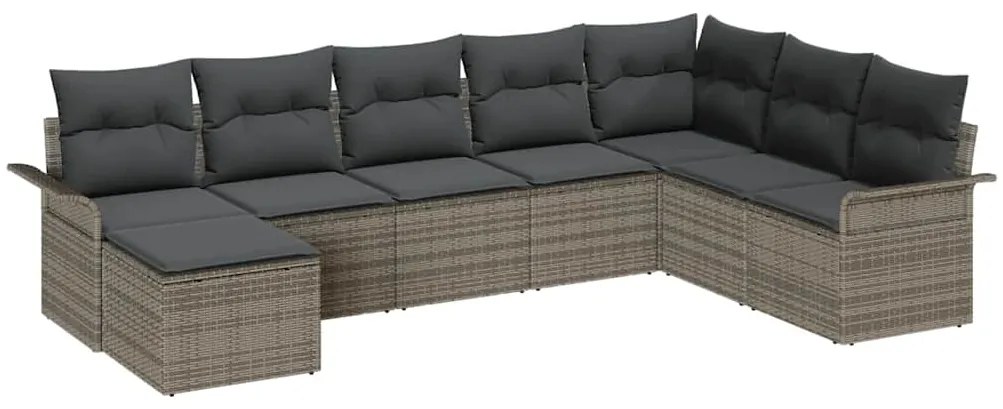 Conjunto de Sofá de Jardim vidaXL de 8 Peças com Almofadas Cinza Ratta